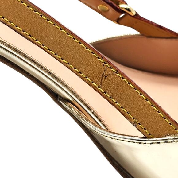 Louis Vuitton Metallic Gold Leather Slingback Pumps EU 39 US 8.5 - NWB $1300 - Picture 8 of 11